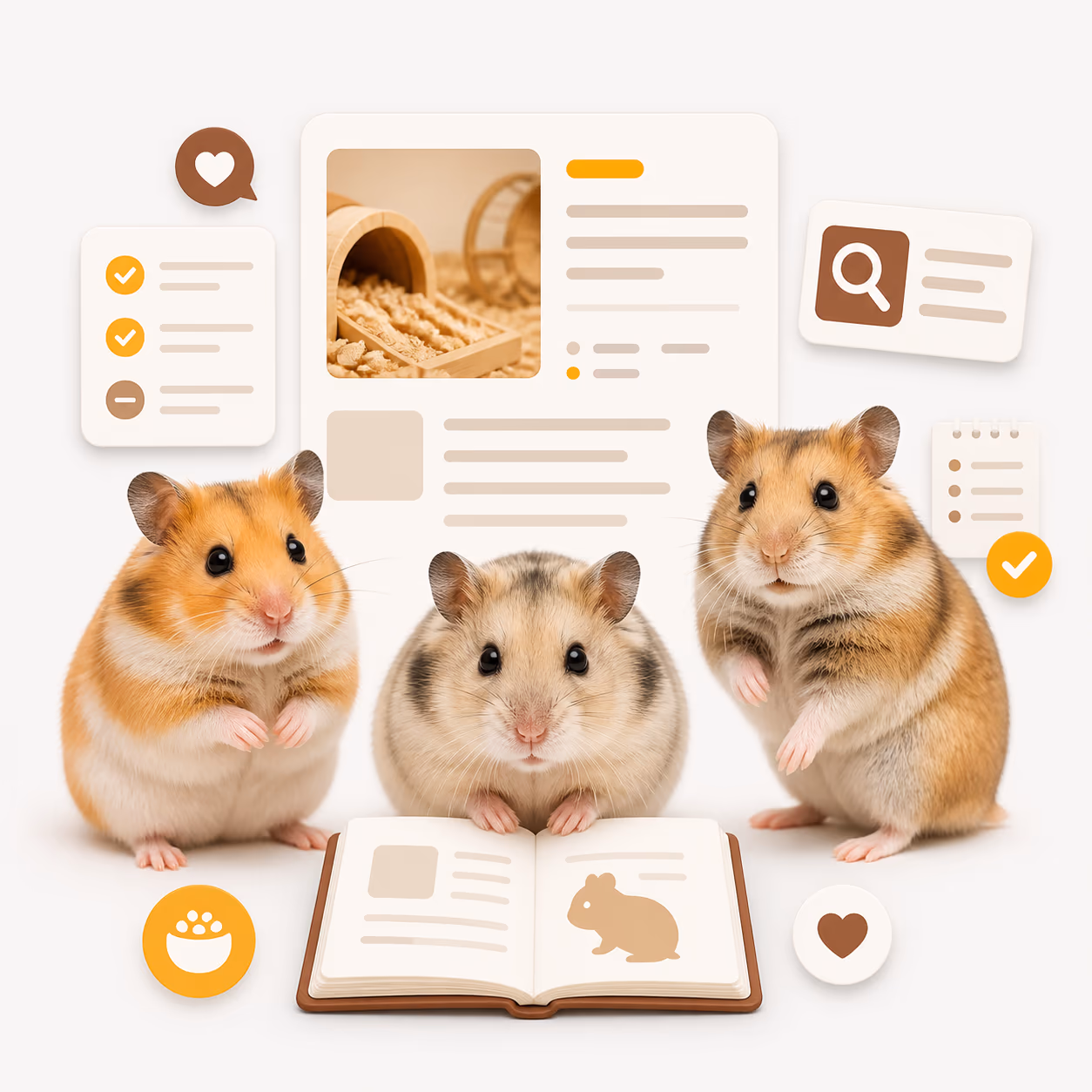 Ilustrasi hamster Hamslisio untuk artikel adopt dan perawatan